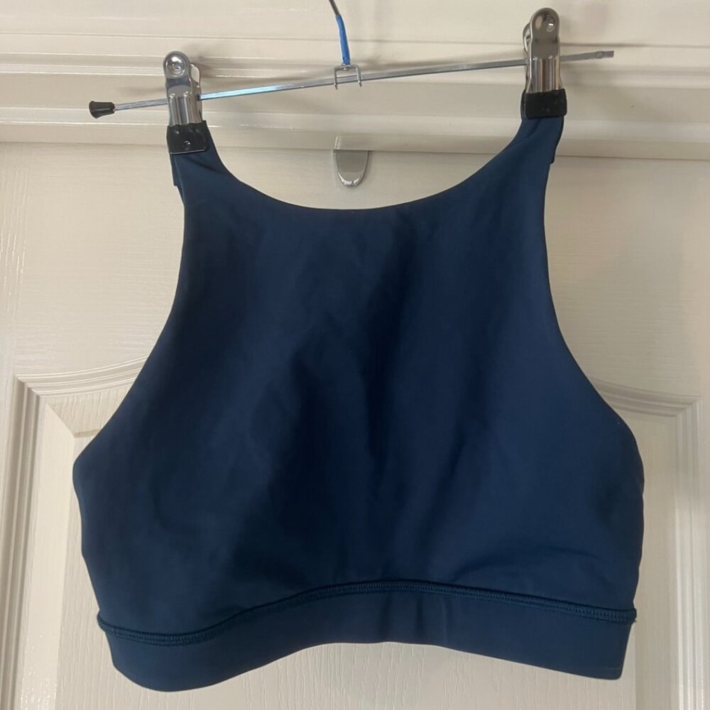 Navy blue lululemon high neck energy bra, size 4